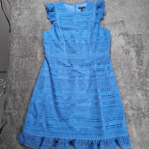 J.Crew Women's Dress Cap Sleeve Blue Lace Ruffle Sleeveless Size 10 NWT Coquette - Picture 2 of 14